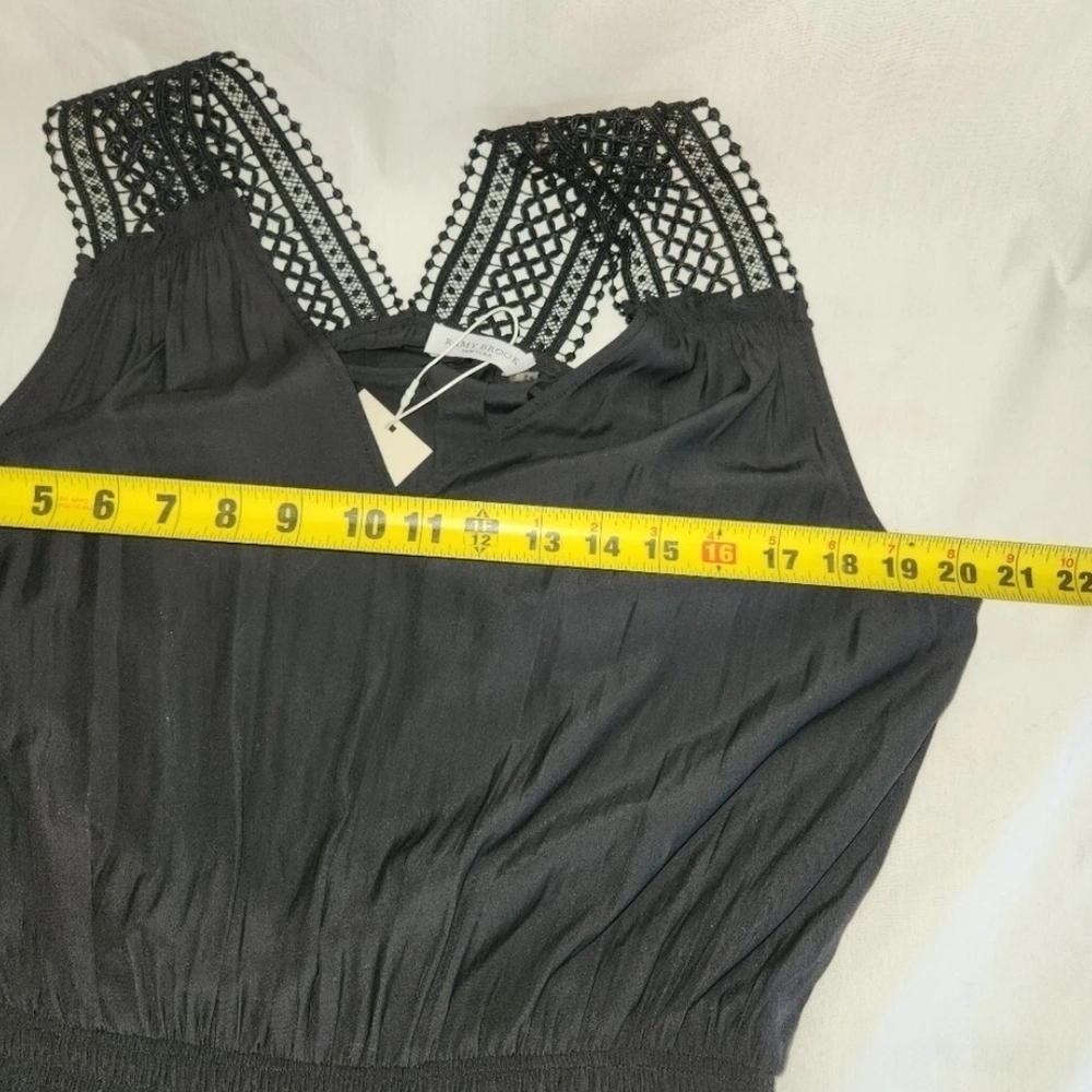 Ramy Brook Samantha Crochet Straps L Elegant Black Sleeveless High Low Dress - Picture 9 of 13